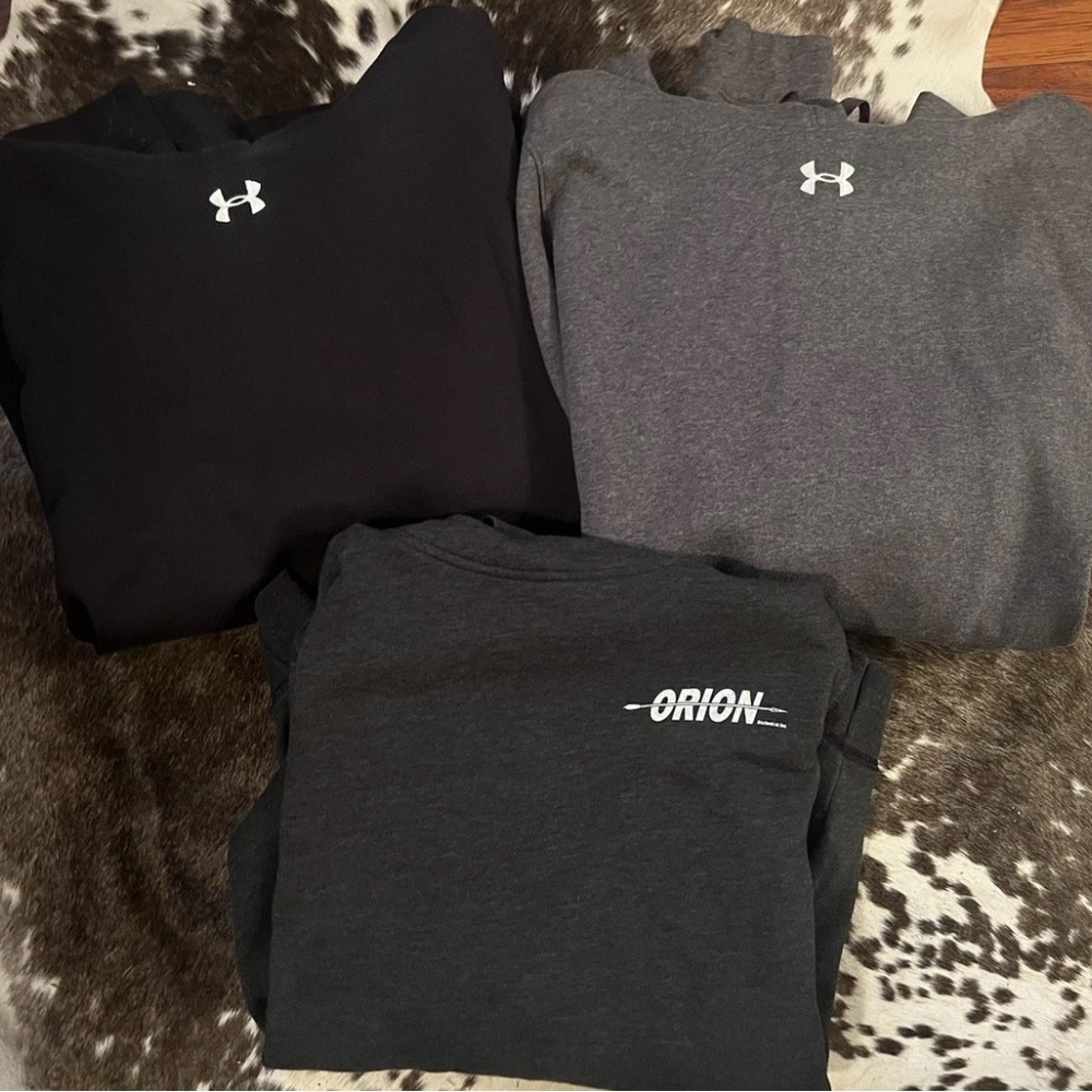 Under Armour Women’s Black and Gray Hoodie and Orion dark grey hoodie